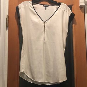 Express zipper front satin shirt.